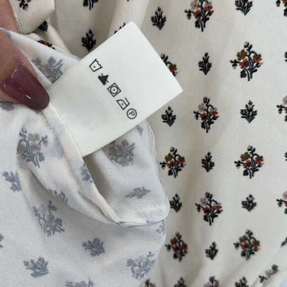 RHODE Multicolor Needlepoint Bouquet Parchment Button Down Lyra Blouse Medium - Picture 9 of 11